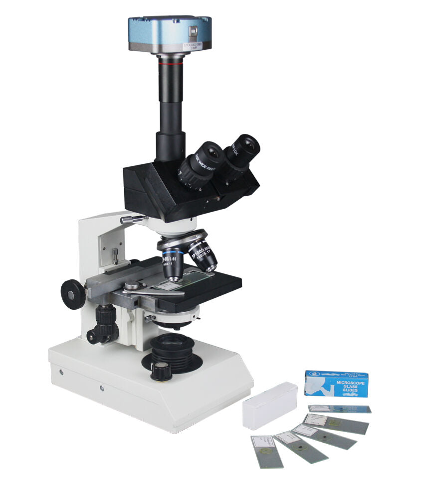 2500x Professional Trinocular LED Microscope w 10Mp USB 3.0 Camera & Software