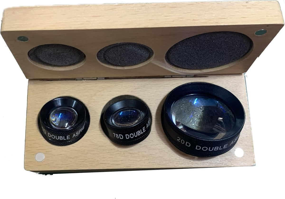 Double Aspherical Lens for Ophthalmic Set of 3 (20D, 78D, 90D)