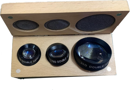 Double Aspherical Lens for Ophthalmic Set of 3 (20D, 78D, 90D)