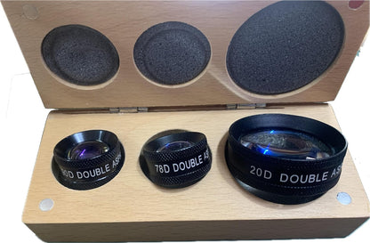 Double Aspherical Lens for Ophthalmic Set of 3 (20D, 78D, 90D)